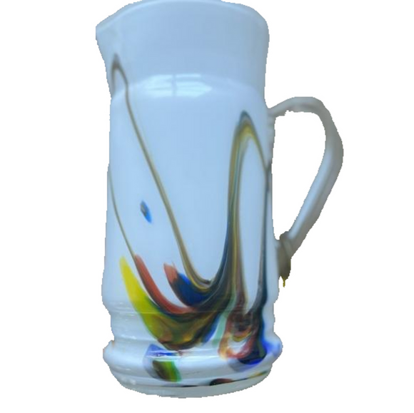 Vintage Marble Multicolor Blown Glass Pitcher and Six Matching Glasses - Picture 3 of 13